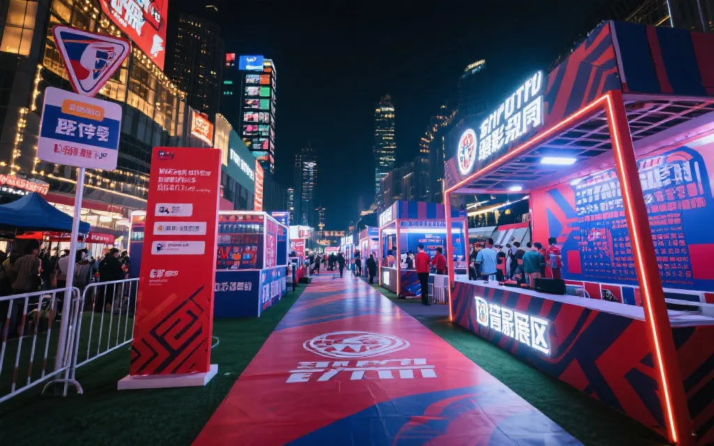 城市球迷专区的空间动线示意与节庆灯光氛围