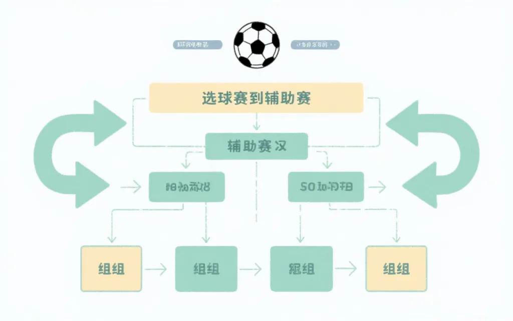 预选赛到附加赛的流程图风格插画